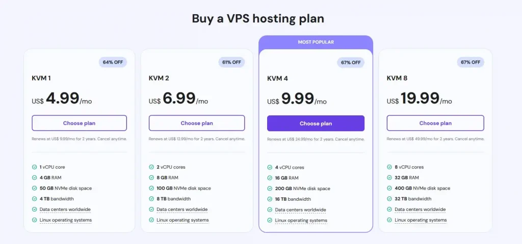 Hostinger VPS plans with advanced features made easy